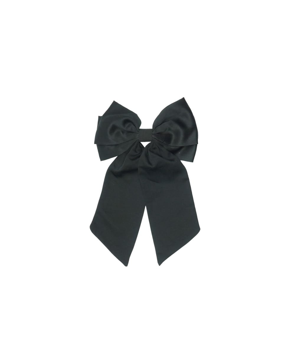 Black satin bow hair clip;