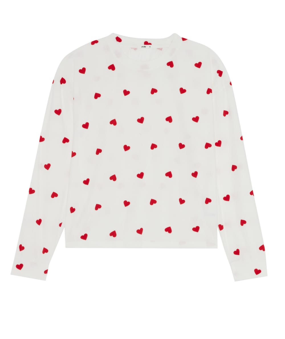 Heart print velour pajama set;