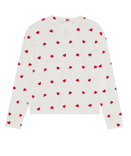 Heart print velour pajama set;