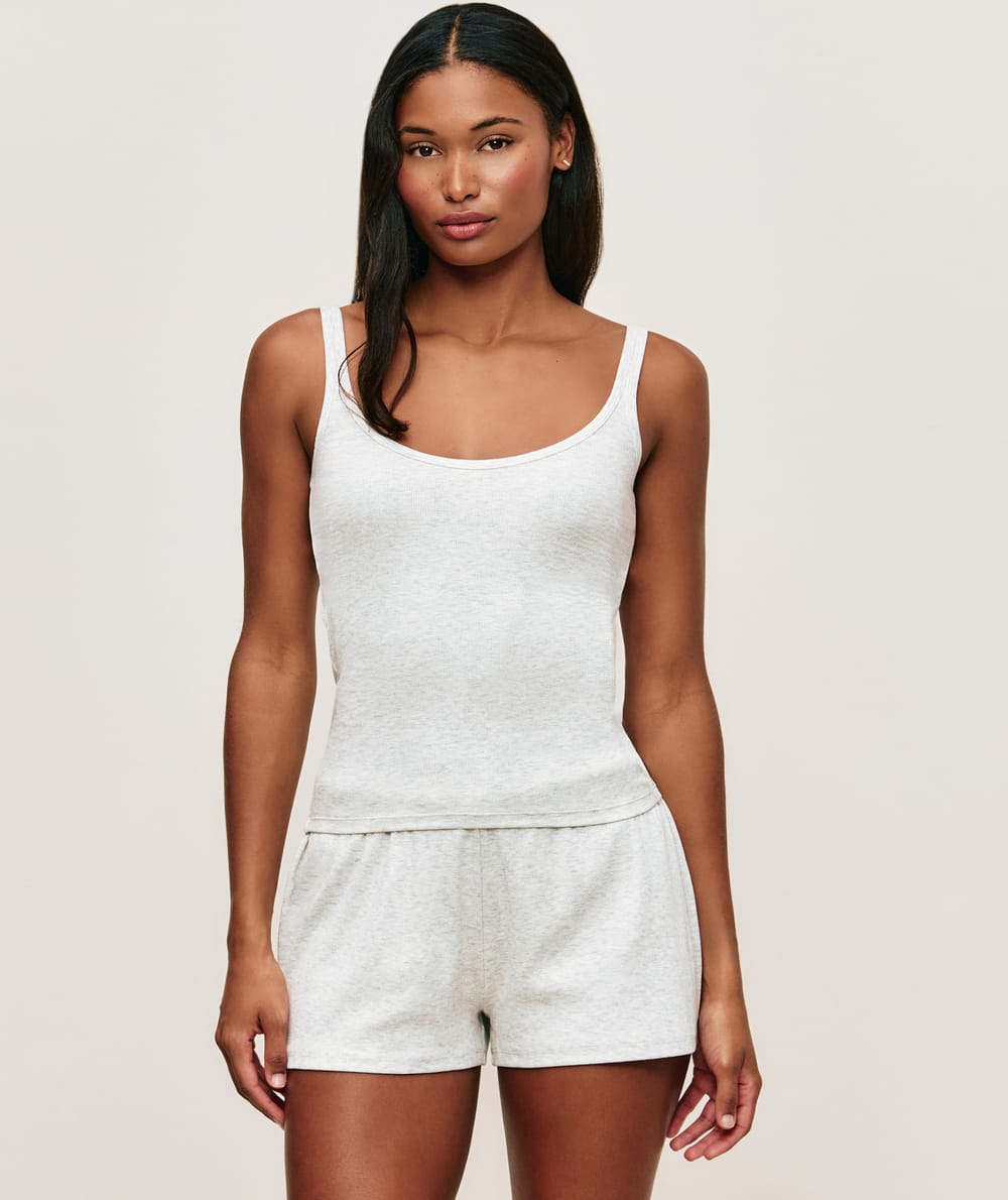 Geribbelde jersey short;