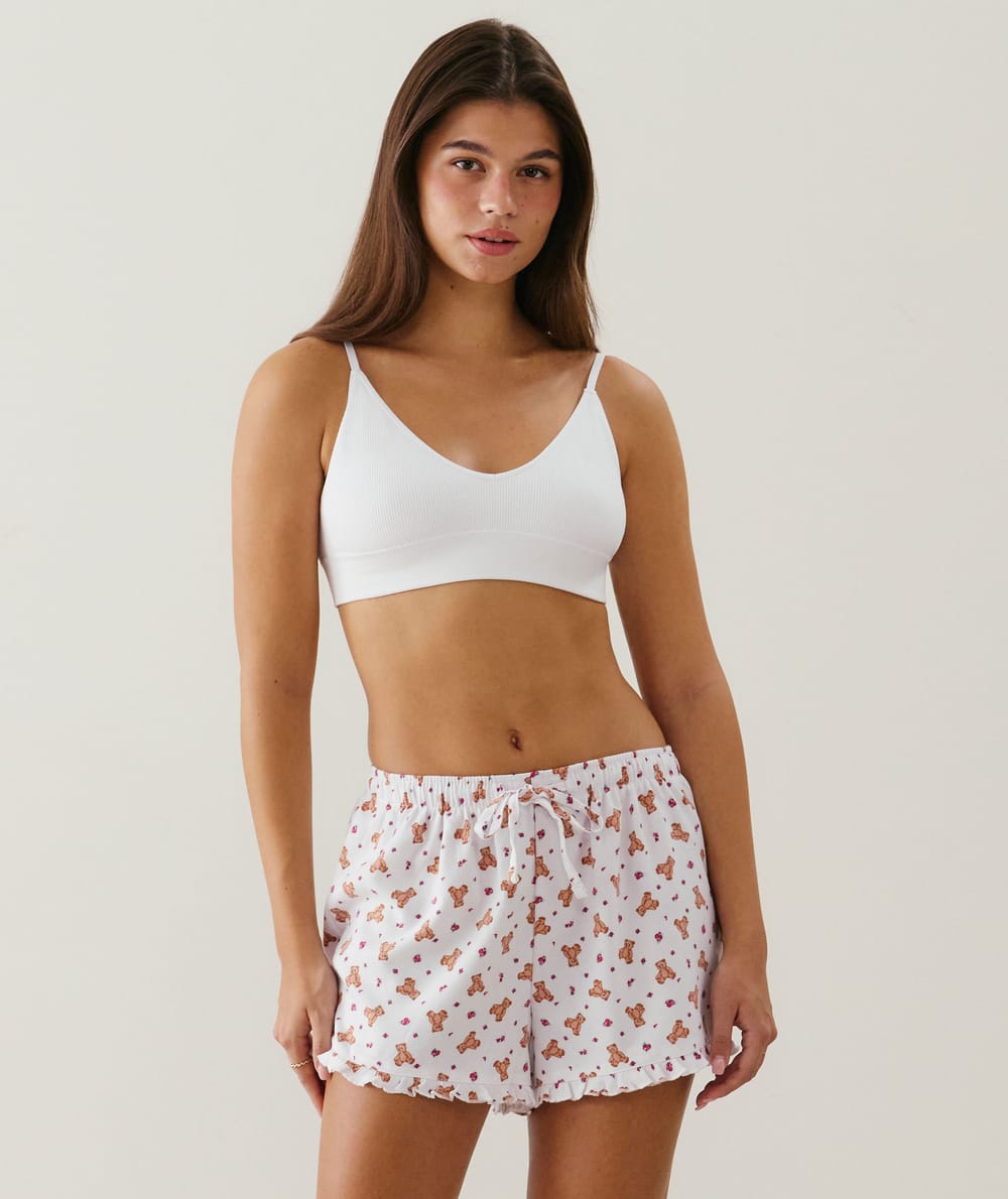 Short en flanelle &agrave; motifs oursons;