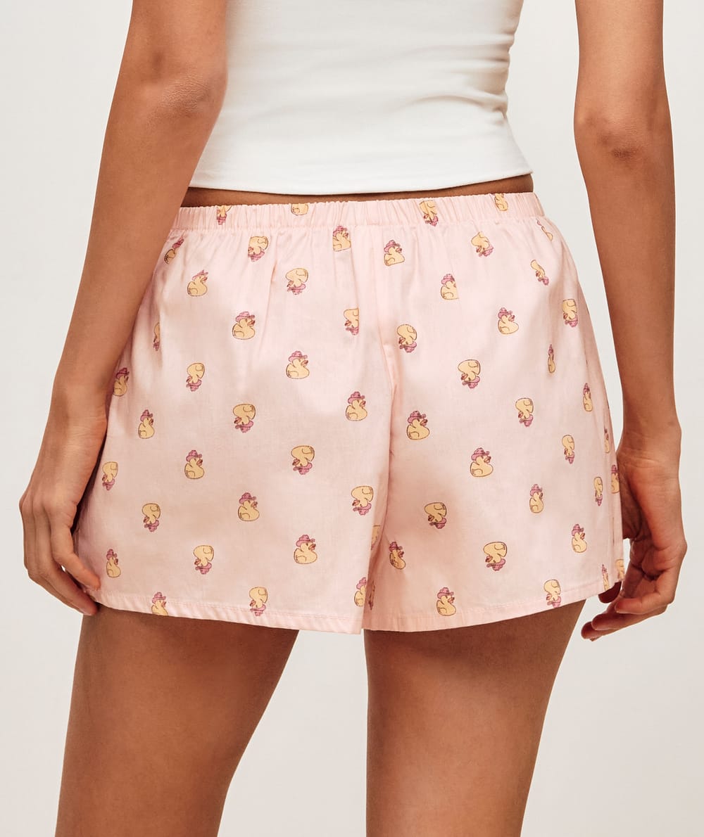 Pantalones cortos de algod&oacute;n con estampado de pato;
