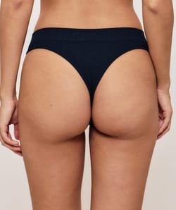 high-waisted ribbed thong;