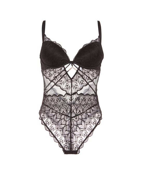 Lace push-up bodysuit;