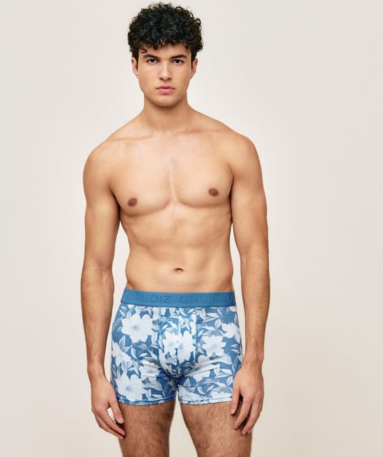Microfibre boxer shorts with floral pattern;