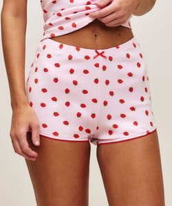 Strawberry patterned jersey shorts;