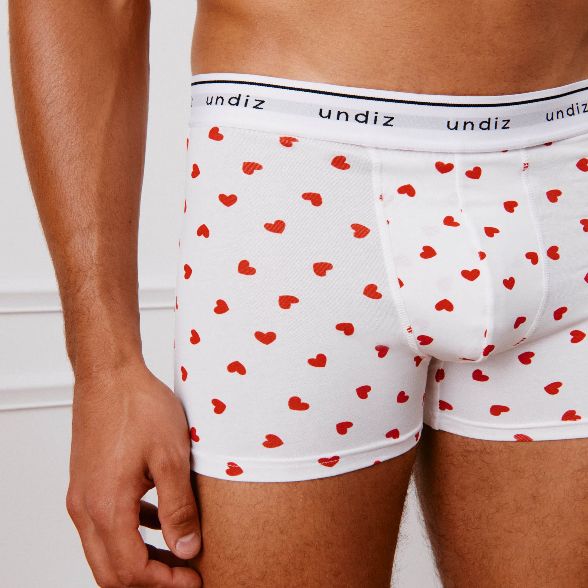 Undiz String Boxer à motifs coeurs en coton - blanc - Undiz