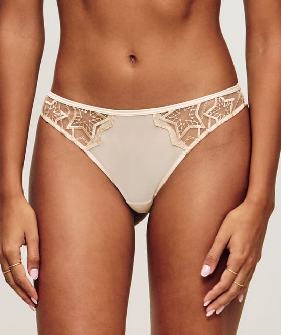 Star embroidery thong;