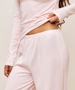 Striped thermal mesh pants;