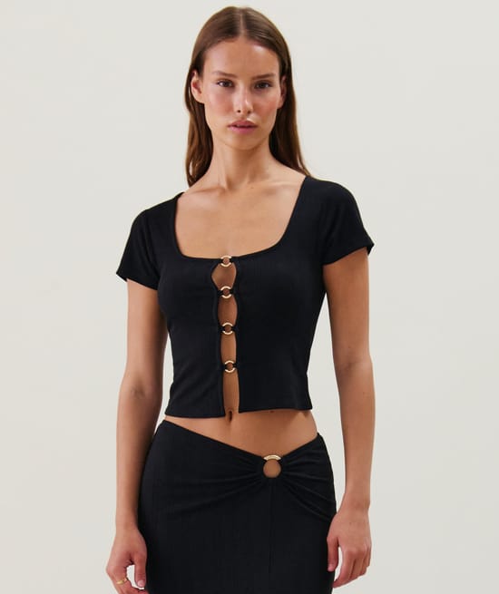 Top with golden rings;