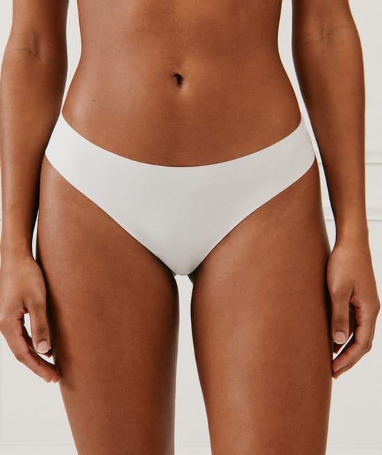 Microfibre and lace panties - ecru;