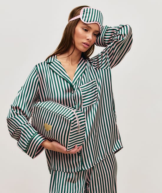 Striped satin sleep mask;