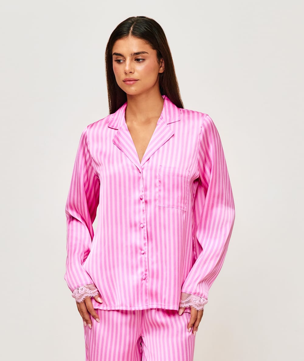 Striped satin shirt;