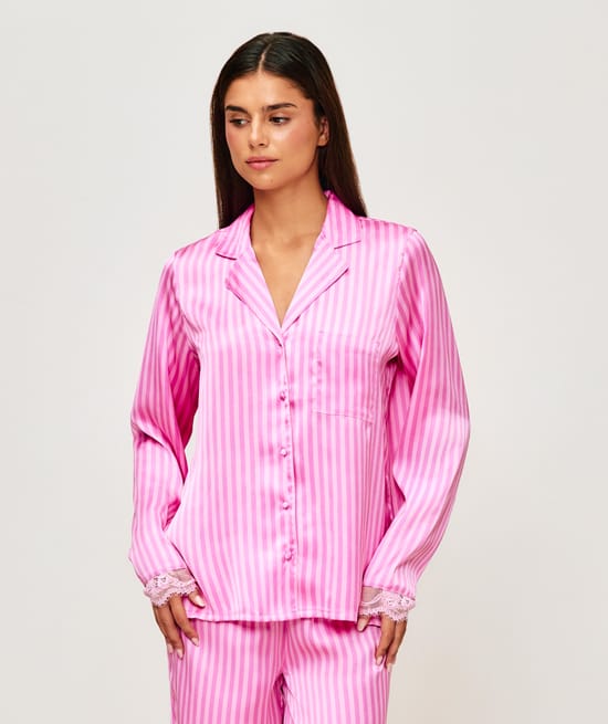Striped satin shirt;