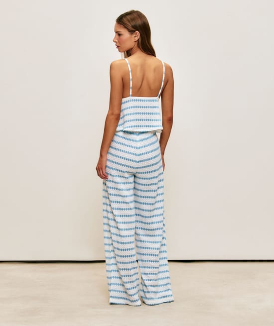 Pantalon en crochet avec motif ray&eacute;;