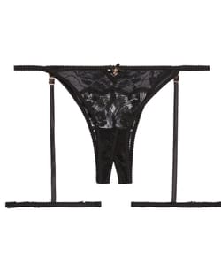 Lace tanga with suspender belt;
