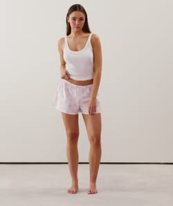 Short en coton à motifs fraises blanc;