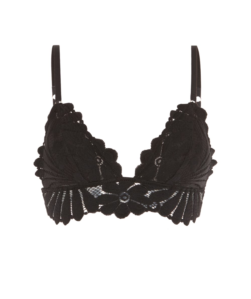 Lace triangle bra - black;