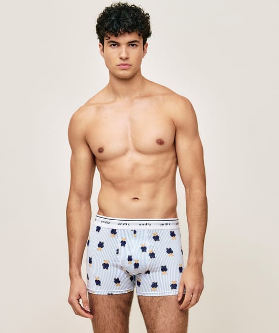 Printed cotton boxer with teddy bears;