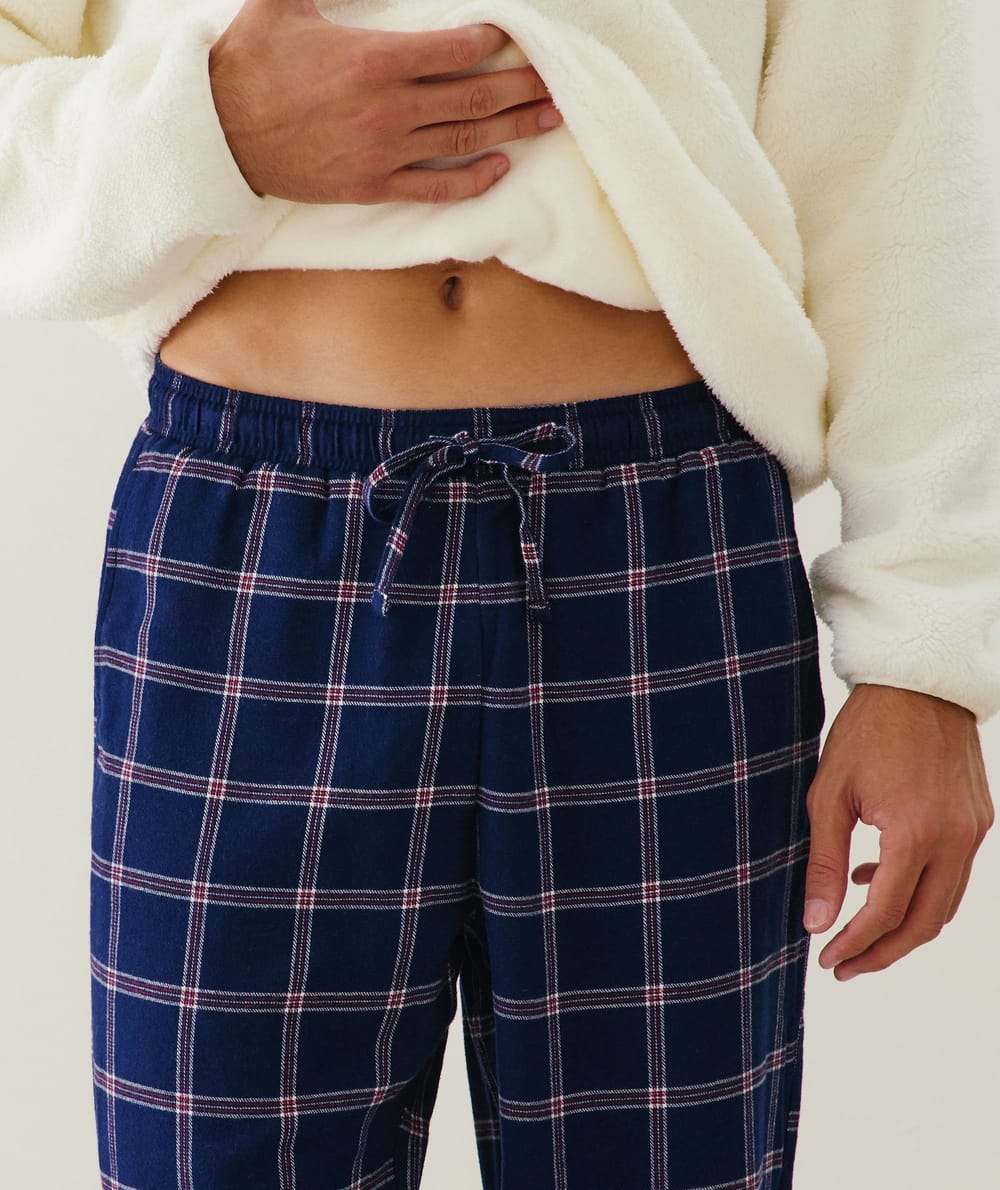 Pantalon flanelle à carreaux;
