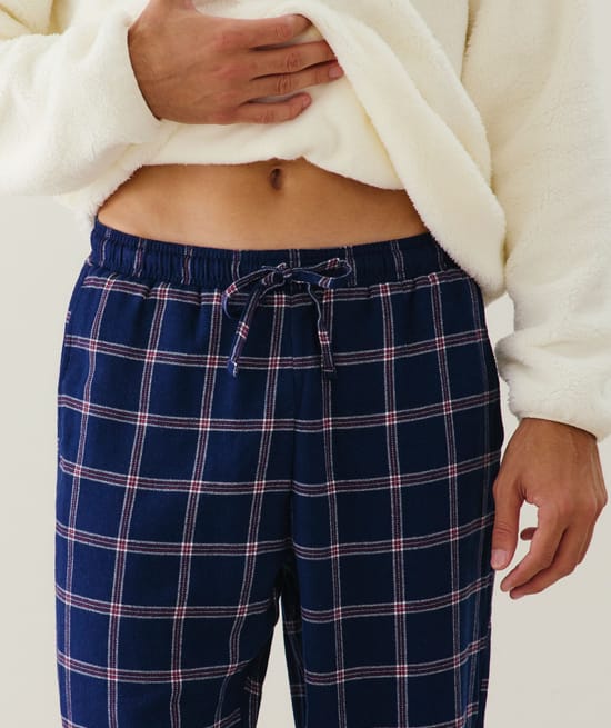 Pantalon flanelle à carreaux;