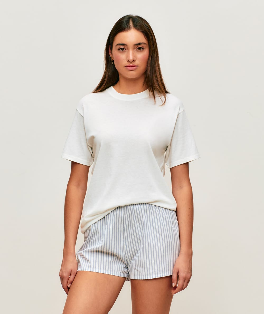 Striped cotton shorts;