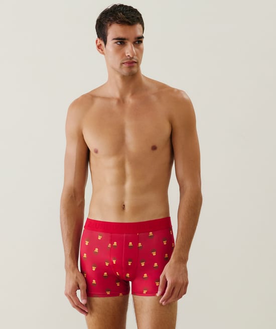 Boxer in microvezel met koekjespatroon;