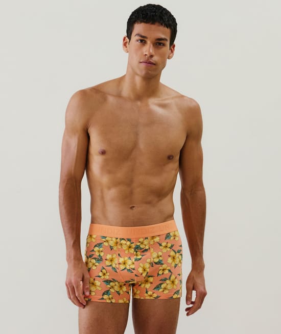 Cotton boxer shorts with patterns;