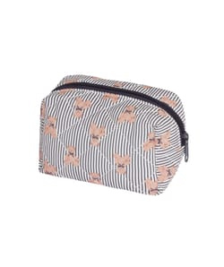 Quilted pouch with teddy bear pattern;