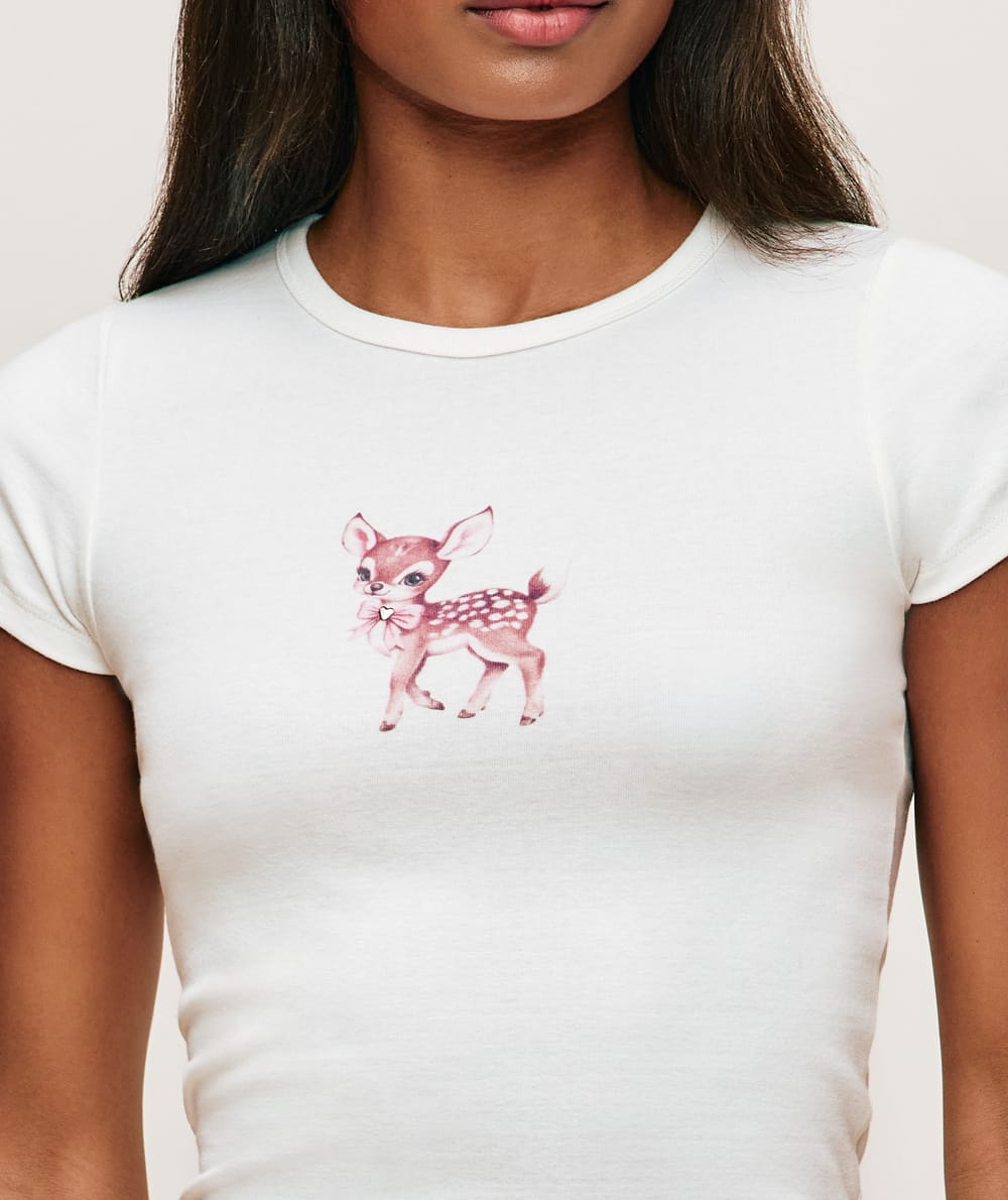 Camiseta de punto con estampado de ciervo;