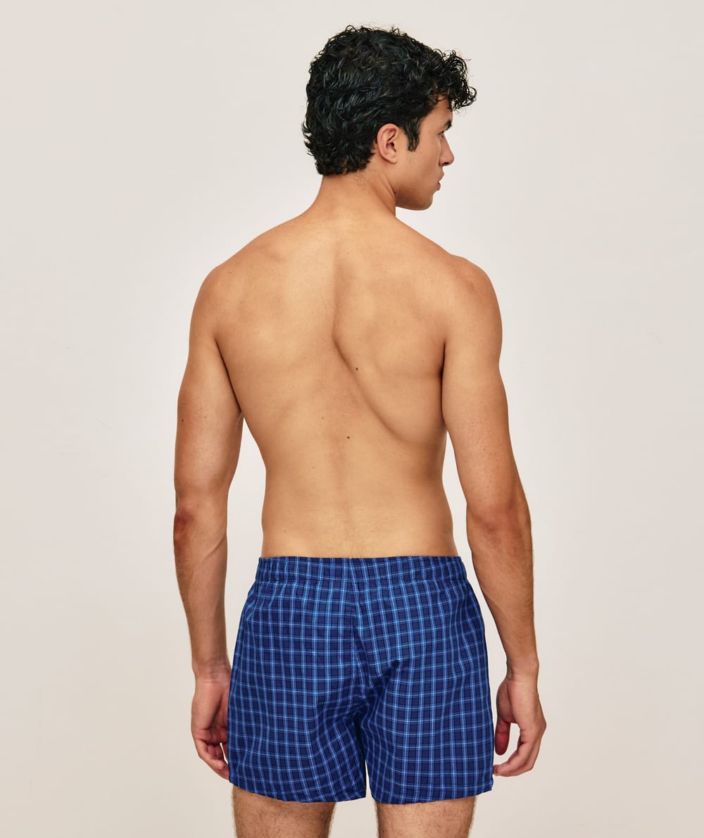 Checked cotton boxer shorts;