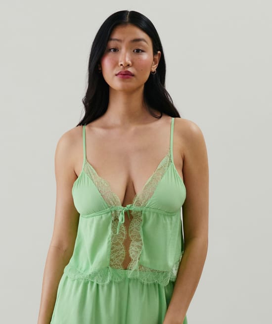 Satin and lace camisole;