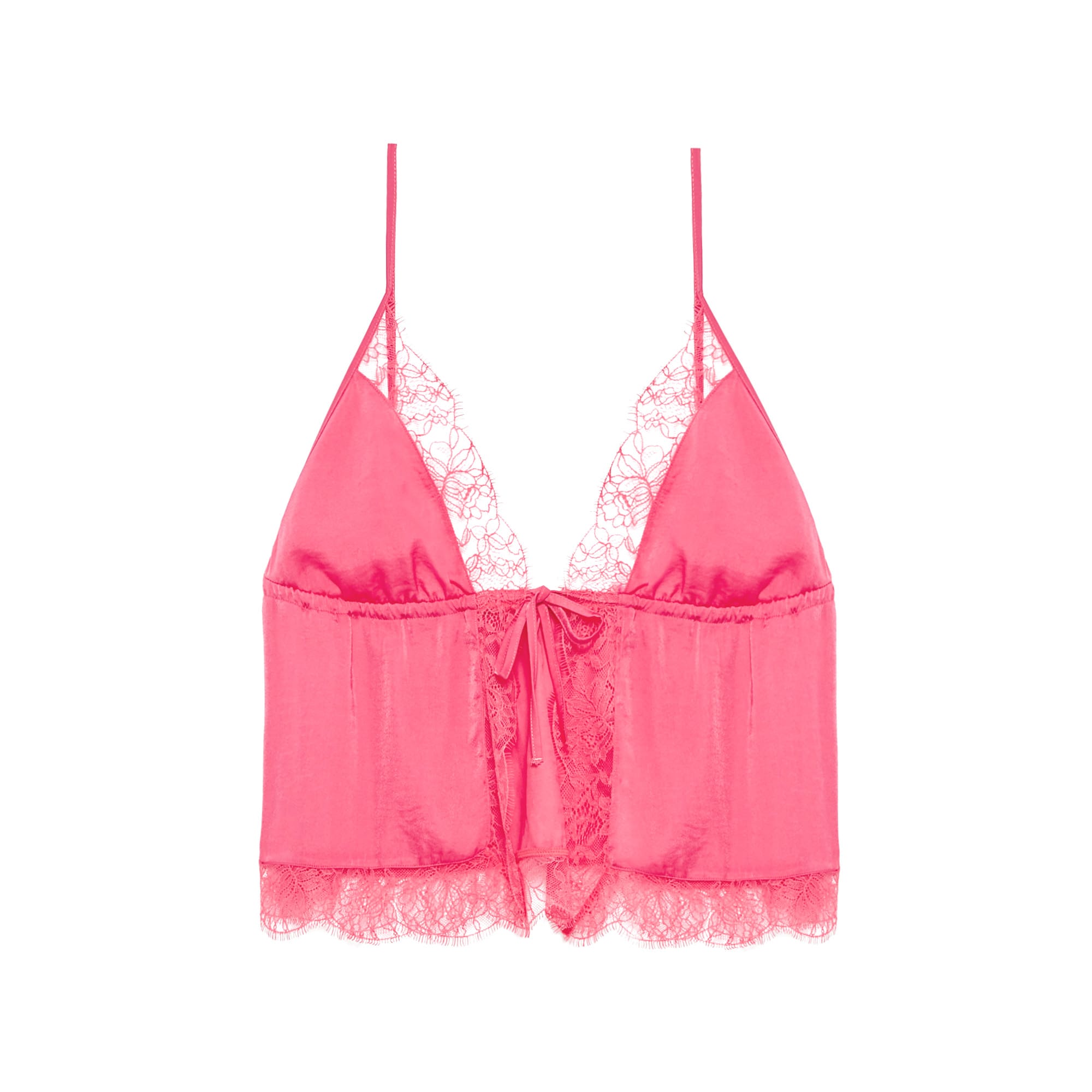 yilon CORSET LACE CAMI ピンク yilon CORSET LACE CAMI ピンク（Light Pink Plunge Neck Satin