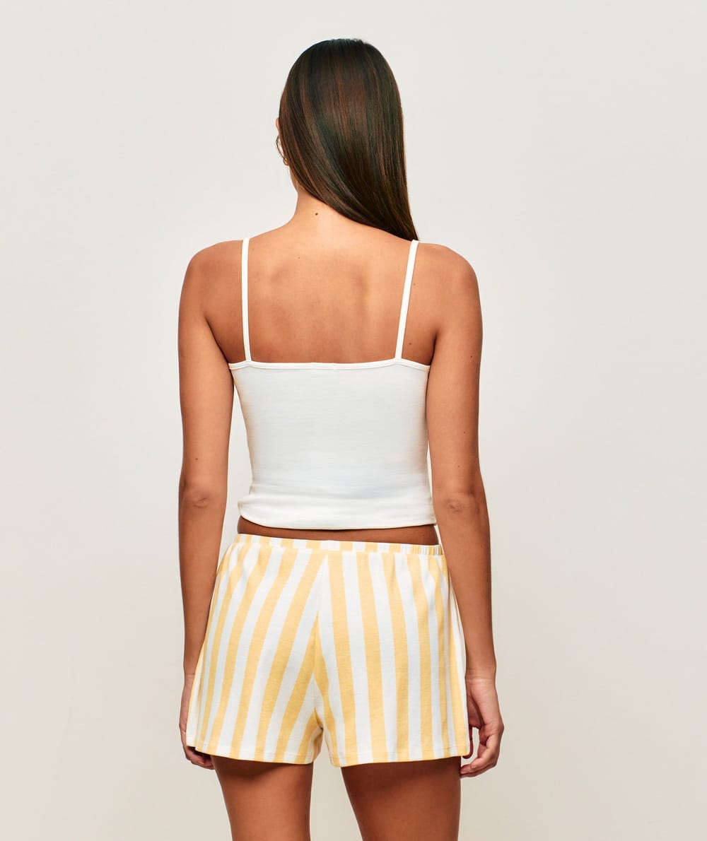 Striped ribbed jersey shorts;