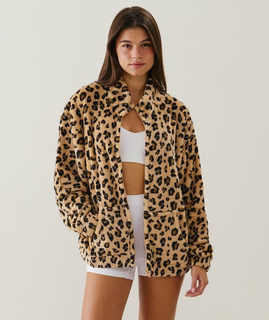 Leopard fleece jacket;