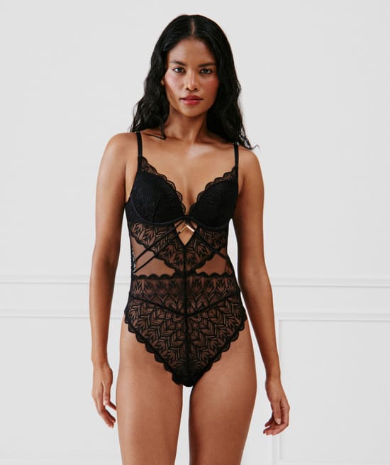 Lace push-up bodysuit;