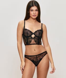 Lace and embroidery thong;