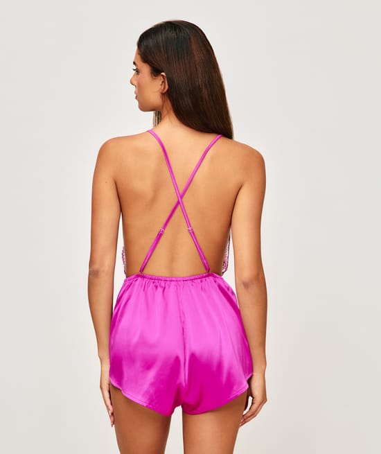 Lace and satin playsuit;