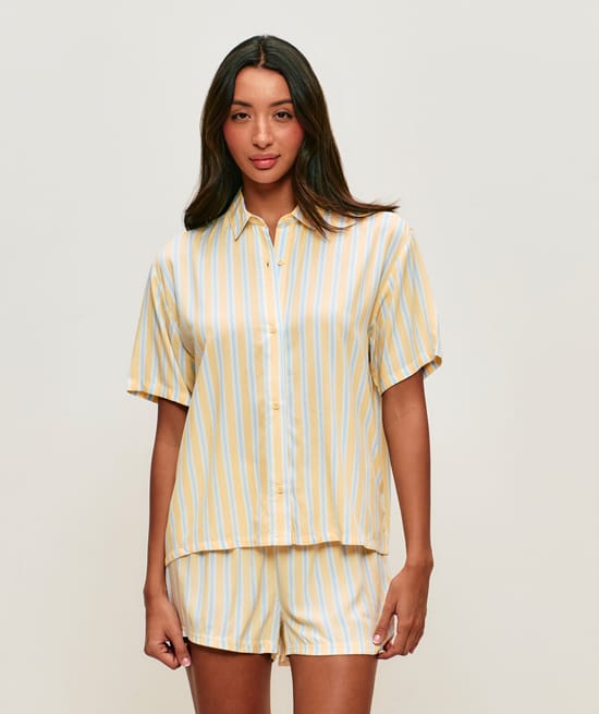 Striped shirt and shorts set;