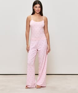 Jersey trousers with heart pattern;