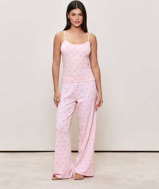 Jersey trousers with heart pattern;