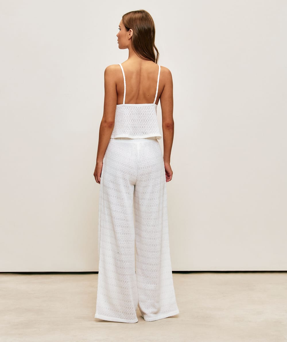 Pantalon droit en crochet;