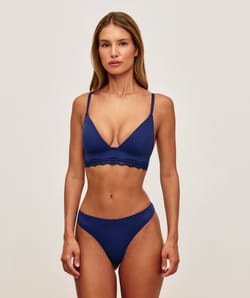 Triangle bra in microfiber and lace;