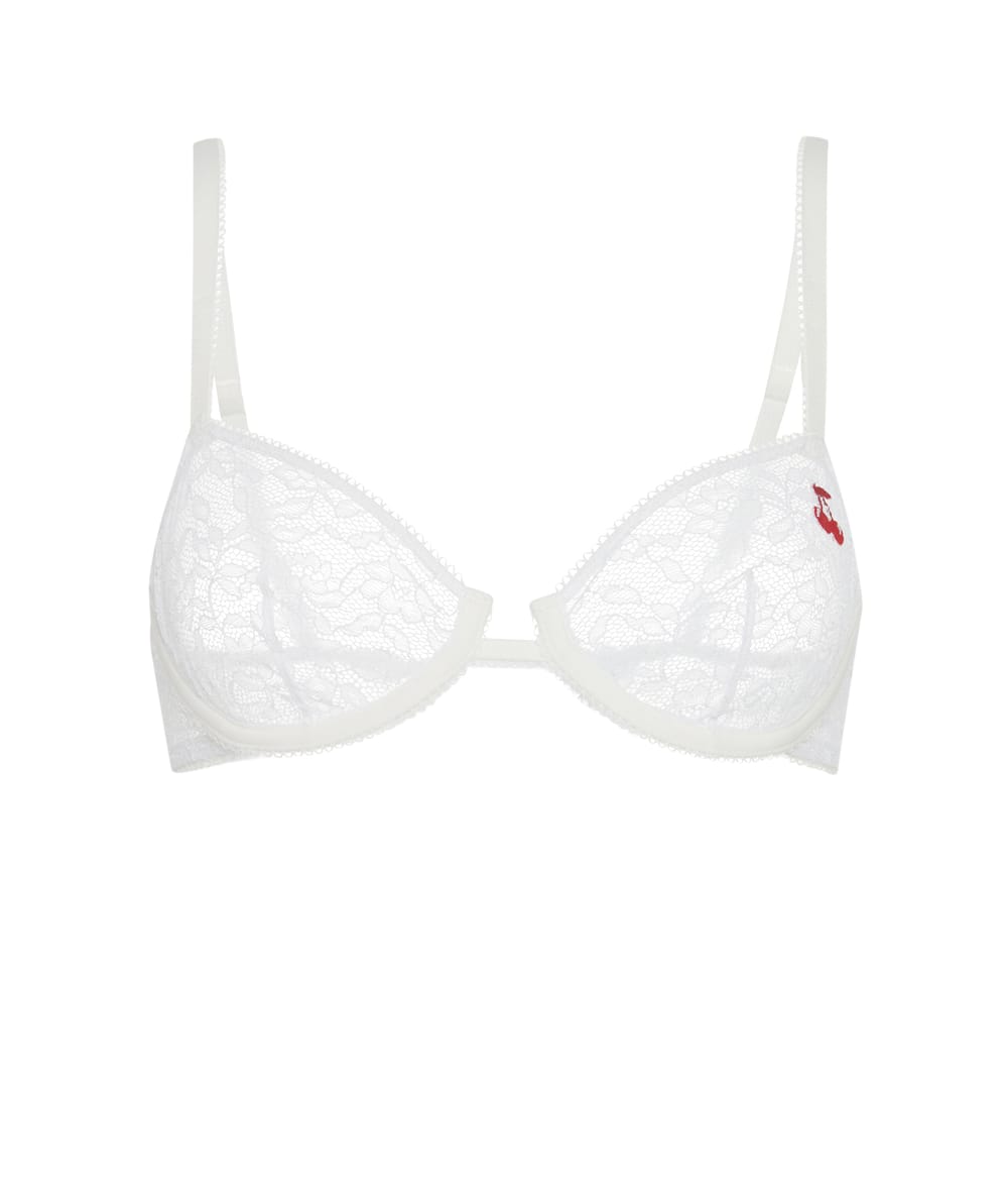 Soutien-gorge corbeille en dentelle avec broderie cerise;