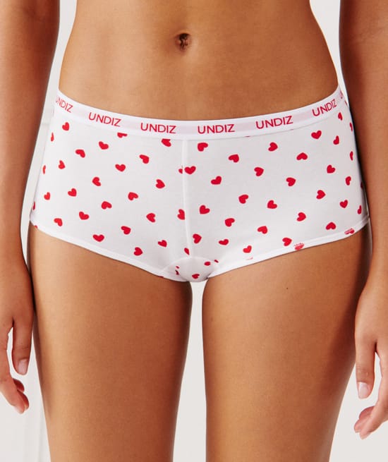 Cotton hipsters with heart motifs;