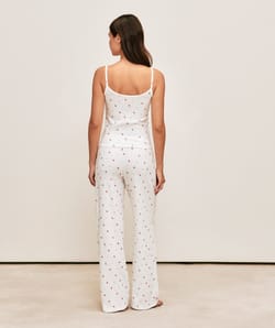 Lace panel pants with floral print;