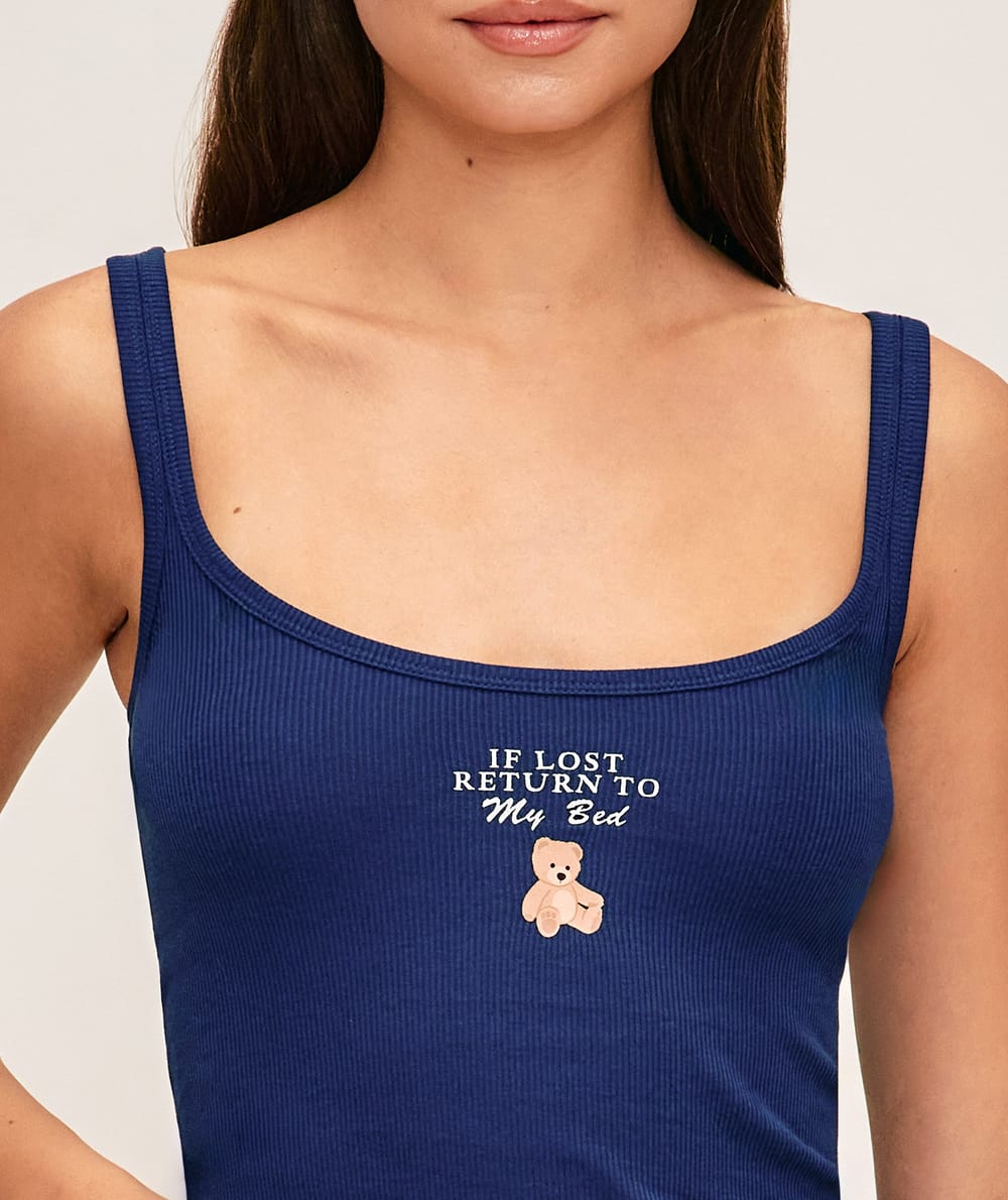 Bear print jersey tank top;