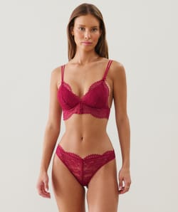 Lace triangle push-up bra;