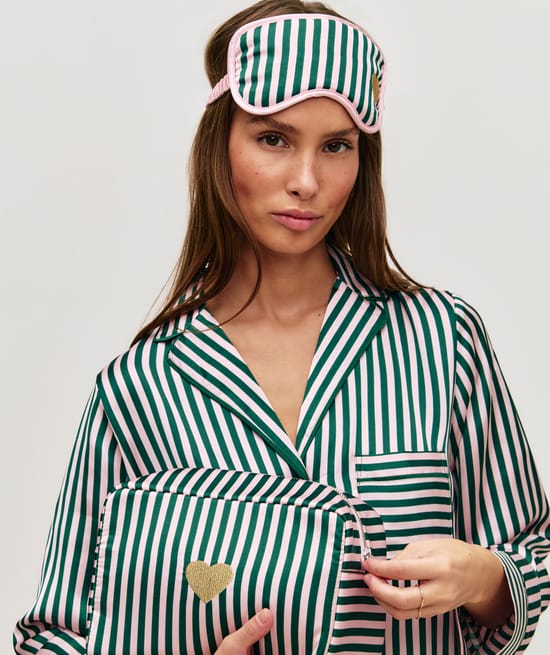 Striped satin sleep mask;