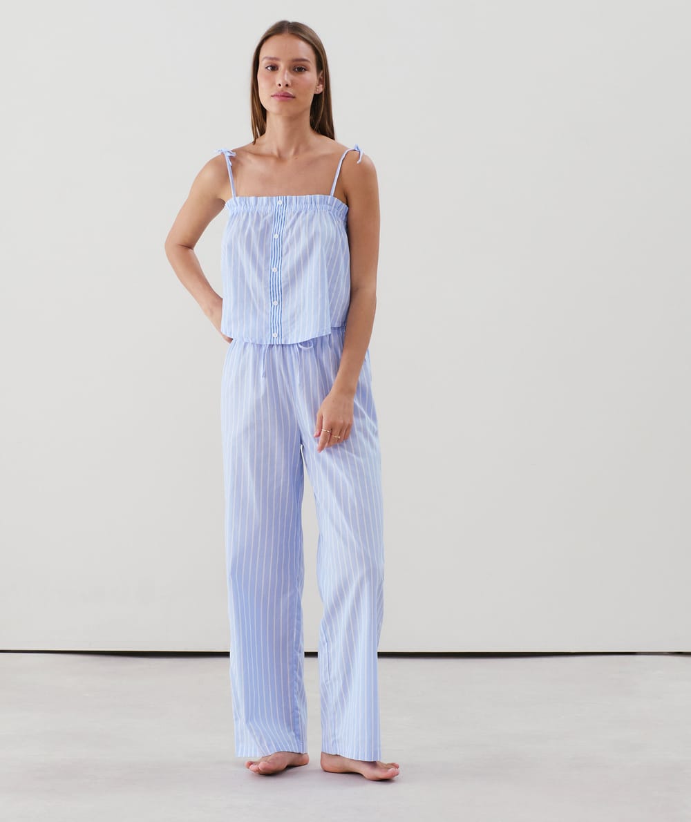 Cotton striped trousers;